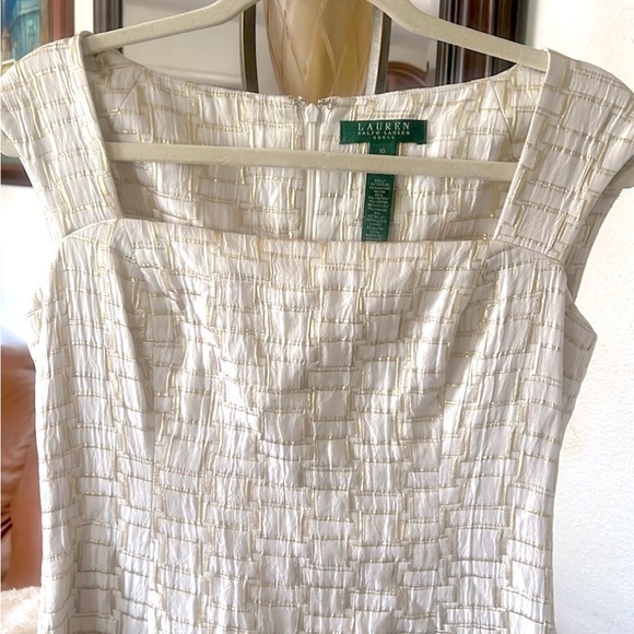Lauren Ralph Lauren Dresses & Skirts - Lauren Ralph Lauren Ivory/Gold Metallic Formal Sheath Dress NWOT